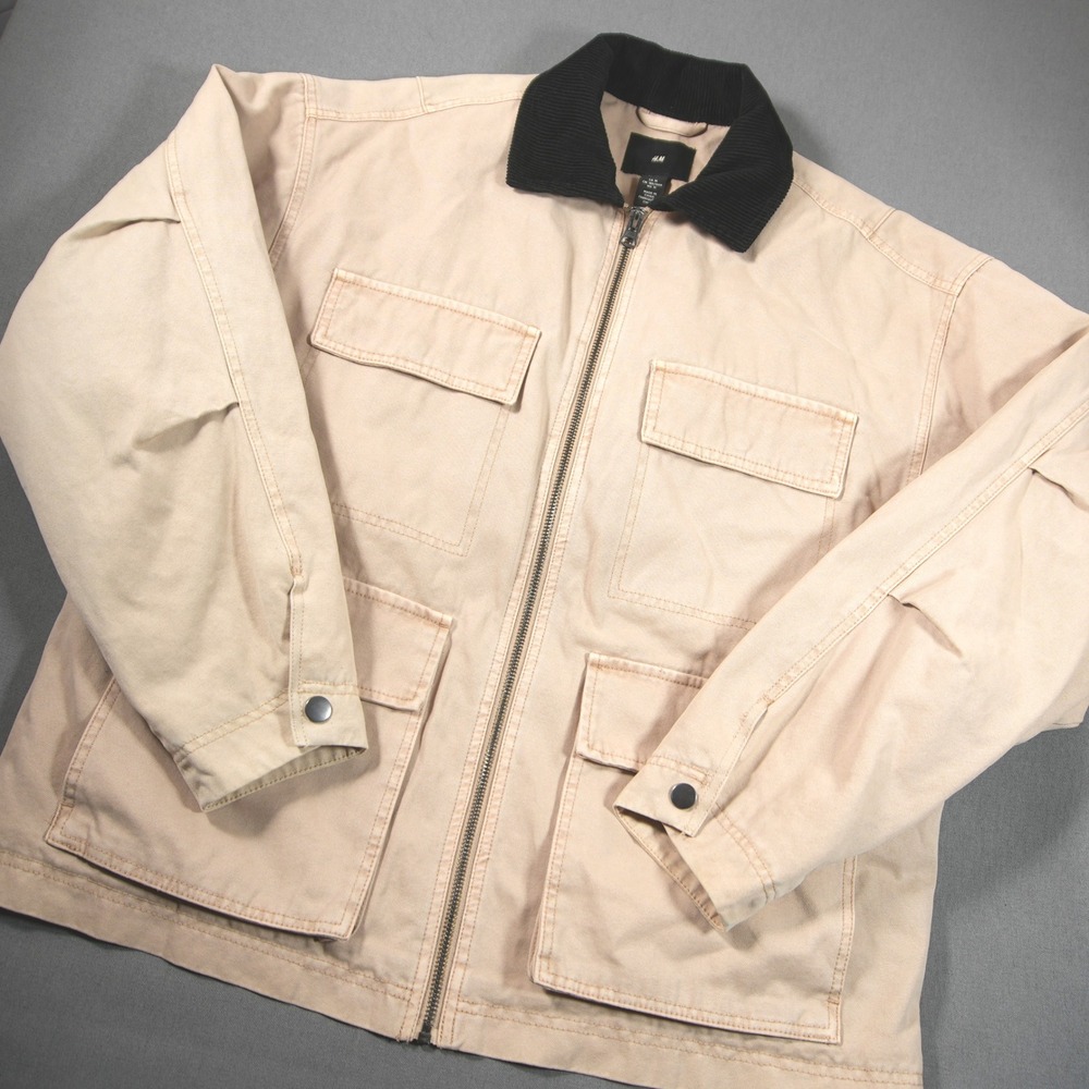 Canvas Chore Corduroy Field Collar 4 Pocket Utility Men Jacket M H&M Work Retro